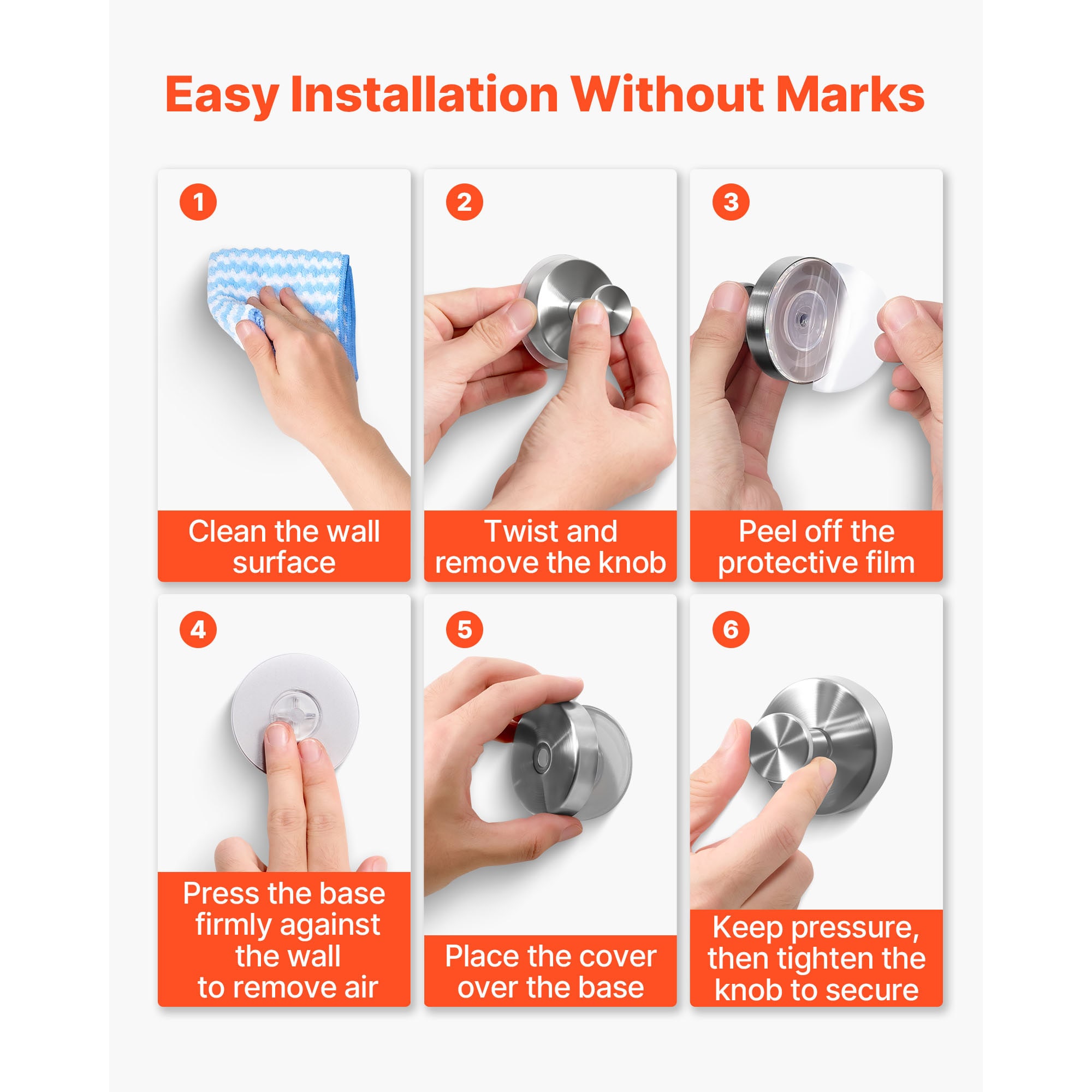Suction Cup Hooks For Shower No Drill Stainless Steel 2-Pack Towel Hooks_voghion.com